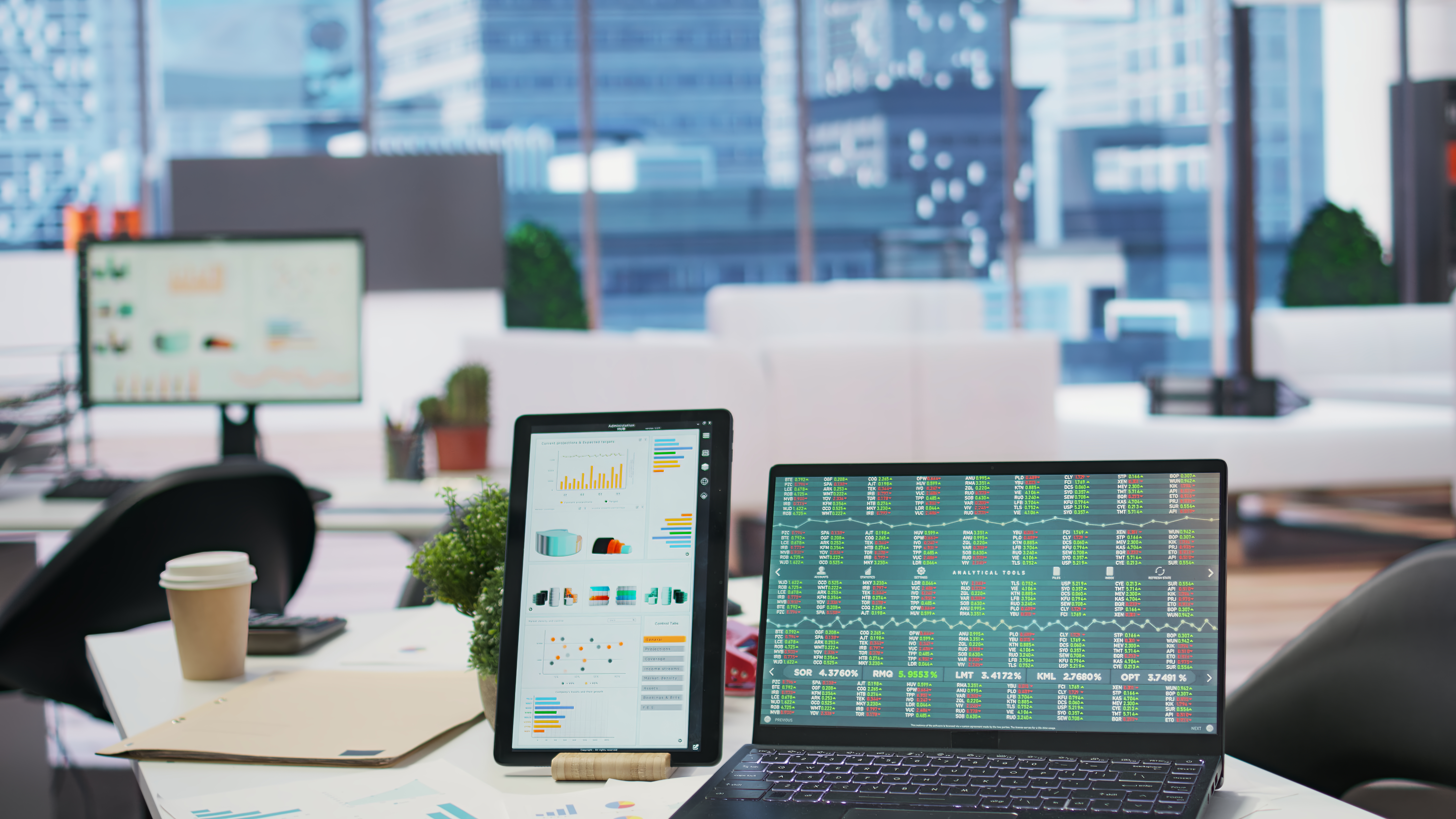 A sophisticated dashboard display showing multiple data visualization elements including growth charts, geographic coverage maps, and portfolio valuation metrics for intellectual property assets.